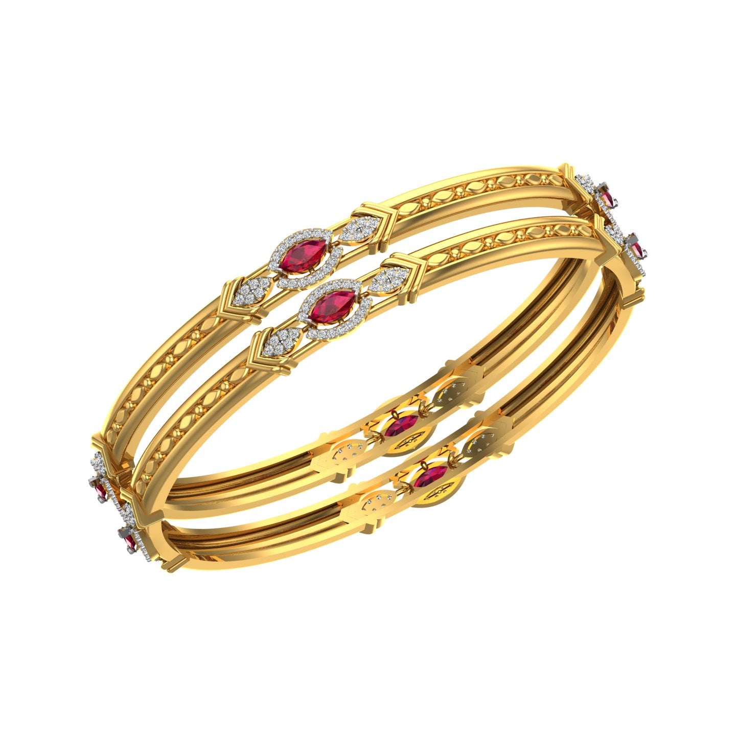 Ruby Trinity Diamond Bangles