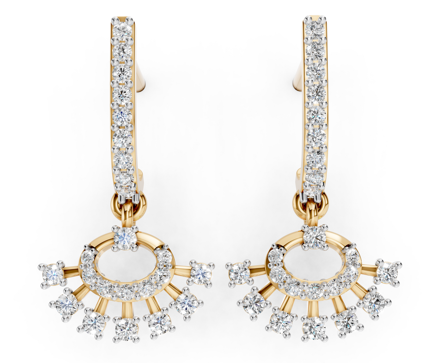 Sunburst Halo Diamond Earrings