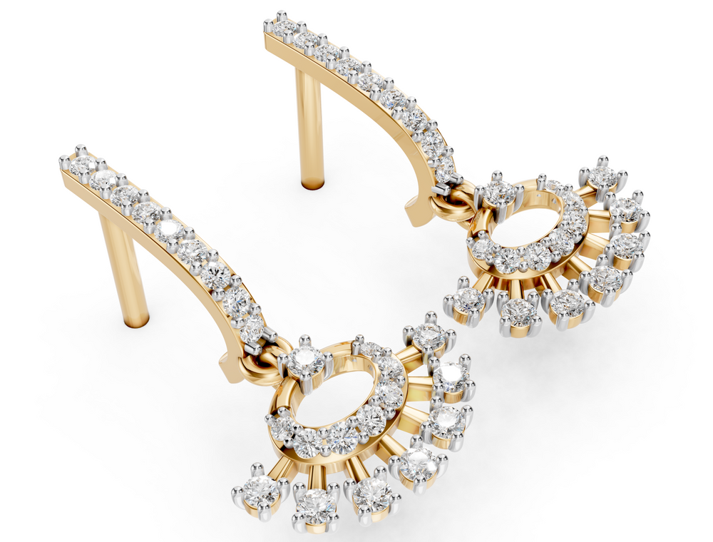 Sunburst Halo Diamond Earrings