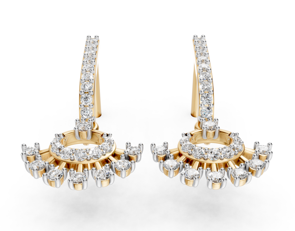 Sunburst Halo Diamond Earrings