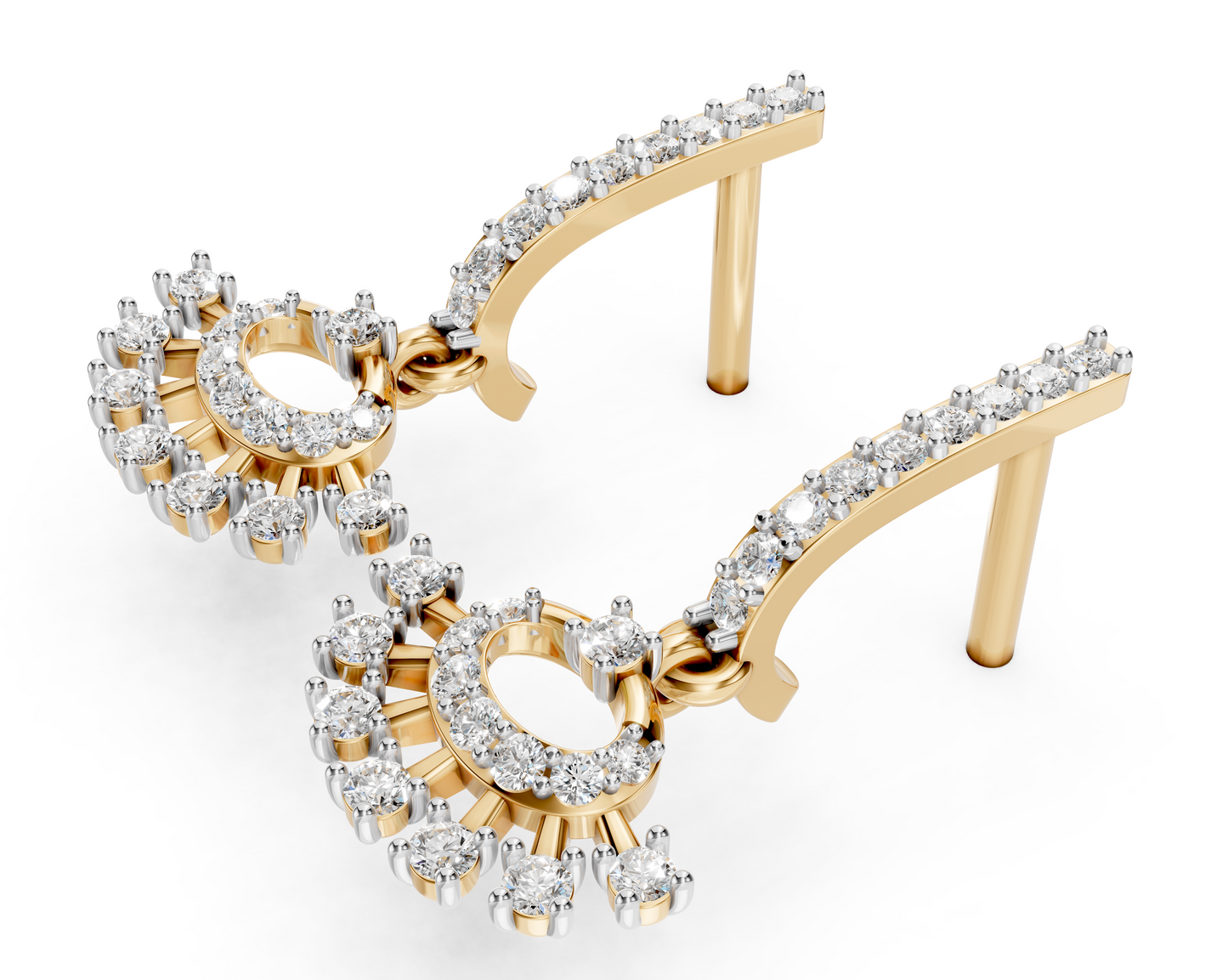 Sunburst Halo Diamond Earrings