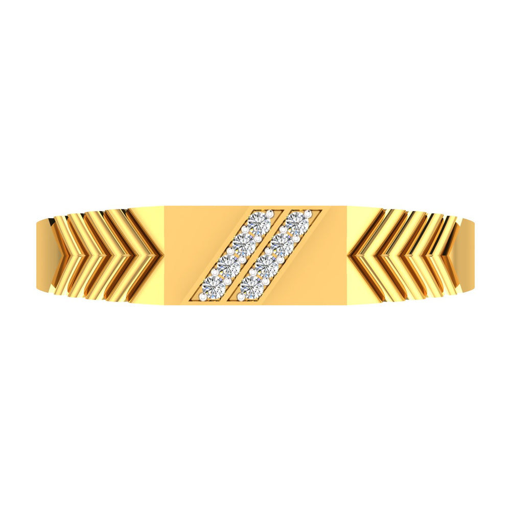 Men's diamond-studded yellow gold ring