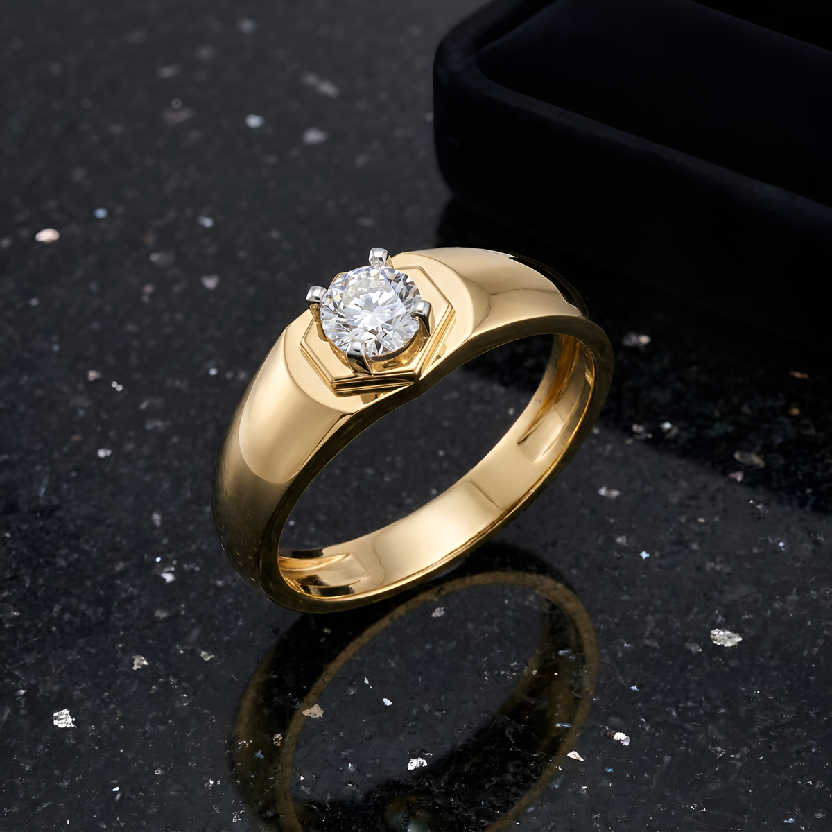 Hexa Crown Solitaire Ring