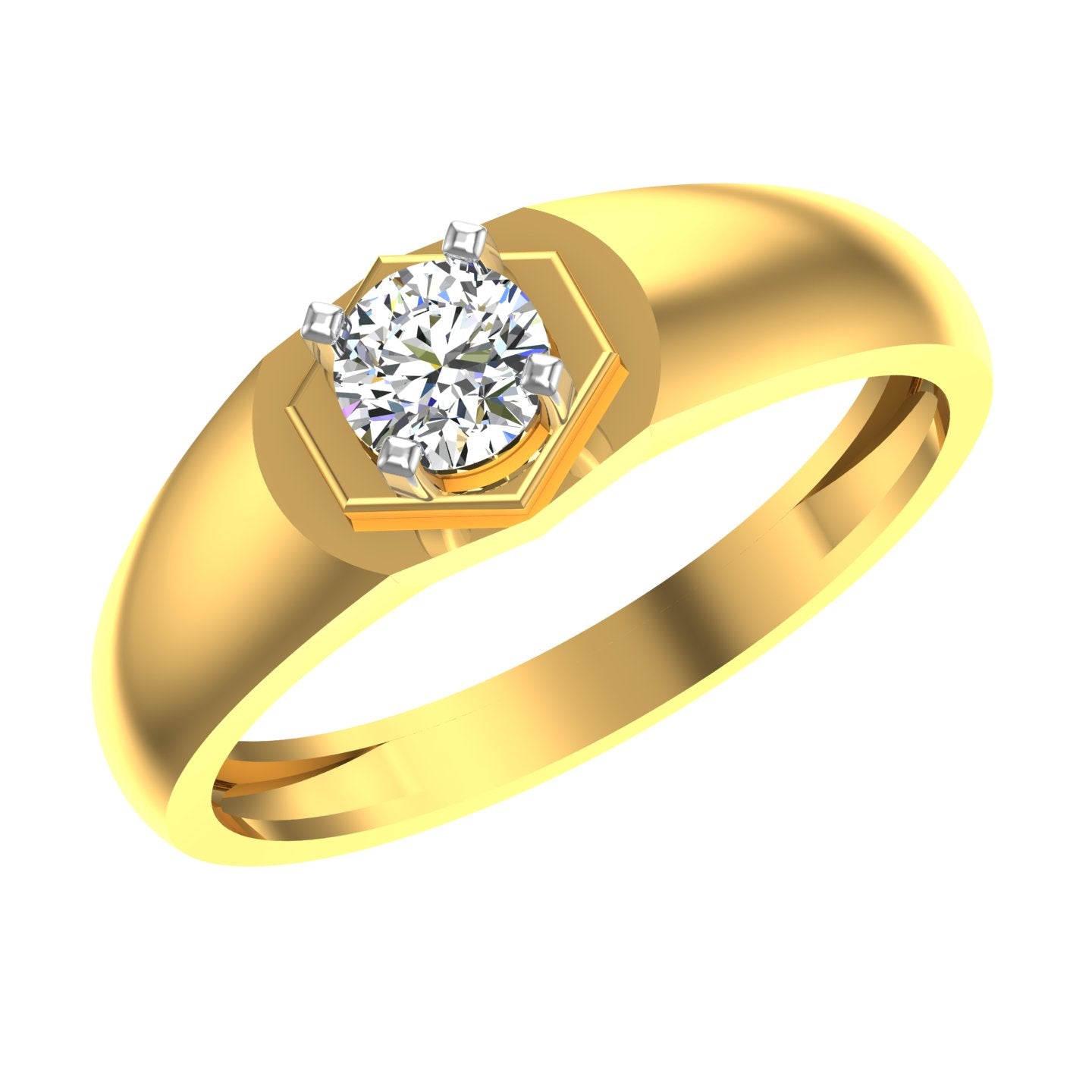 Hexa Crown Solitaire Ring