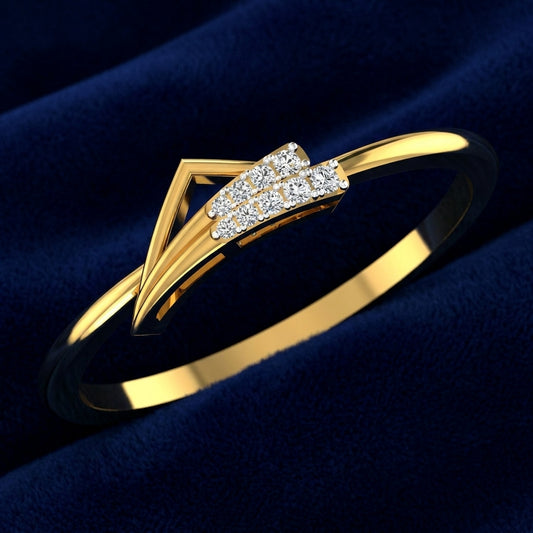 Golden Feather Diamond Ring