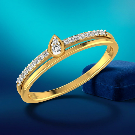 Dual Band Pear Cluster Diamond Ring