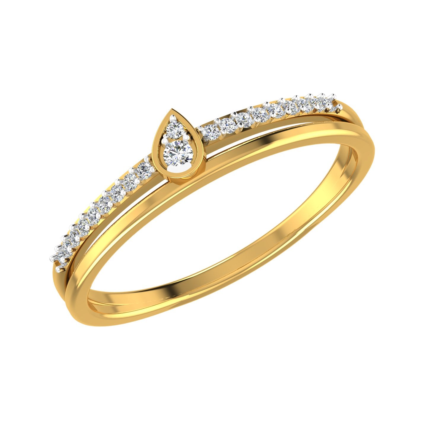 Dual Band Pear Cluster Diamond Ring