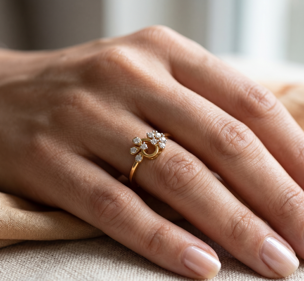 Peacock Plumage Diamond Ring