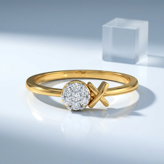 Crossed Harmony Gold & Diamond Ring
