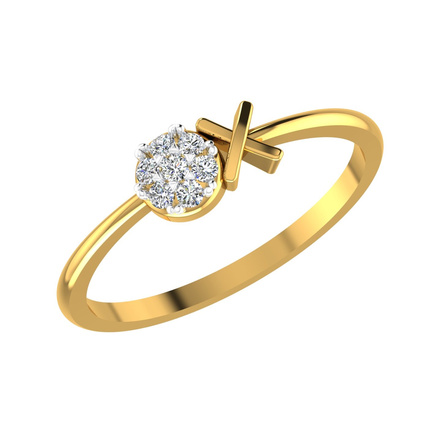 Crossed Harmony Gold & Diamond Ring
