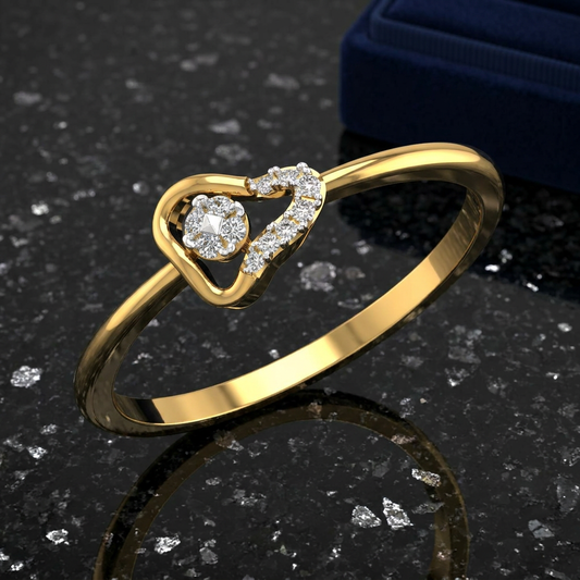 Asymmetric Heart Cluster Diamond Ring