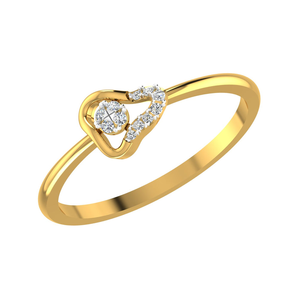 Asymmetric Heart Cluster Diamond Ring