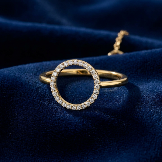 Cosmic Orbit Open Halo Diamond Ring