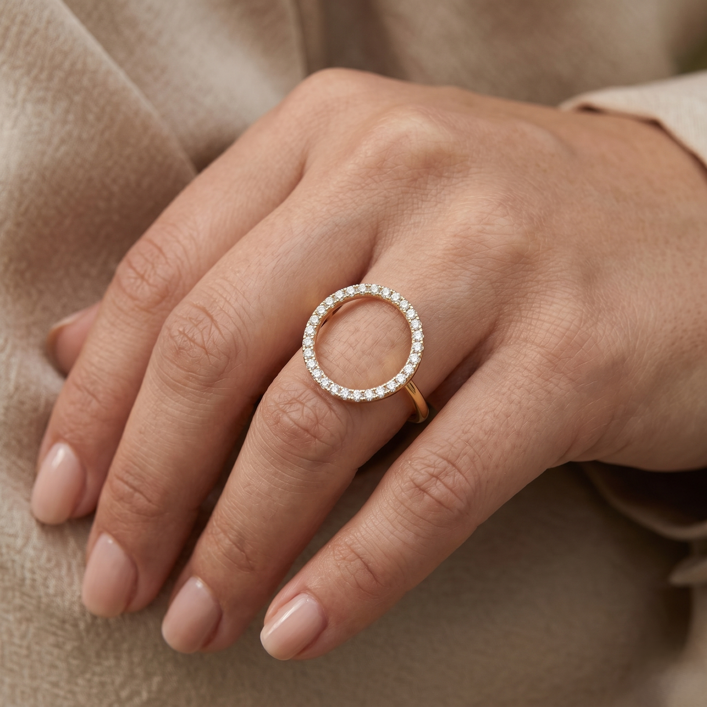 Cosmic Orbit Open Halo Diamond Ring