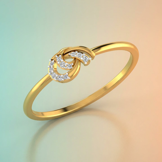 Interlinked Crescent Knot Diamond Ring