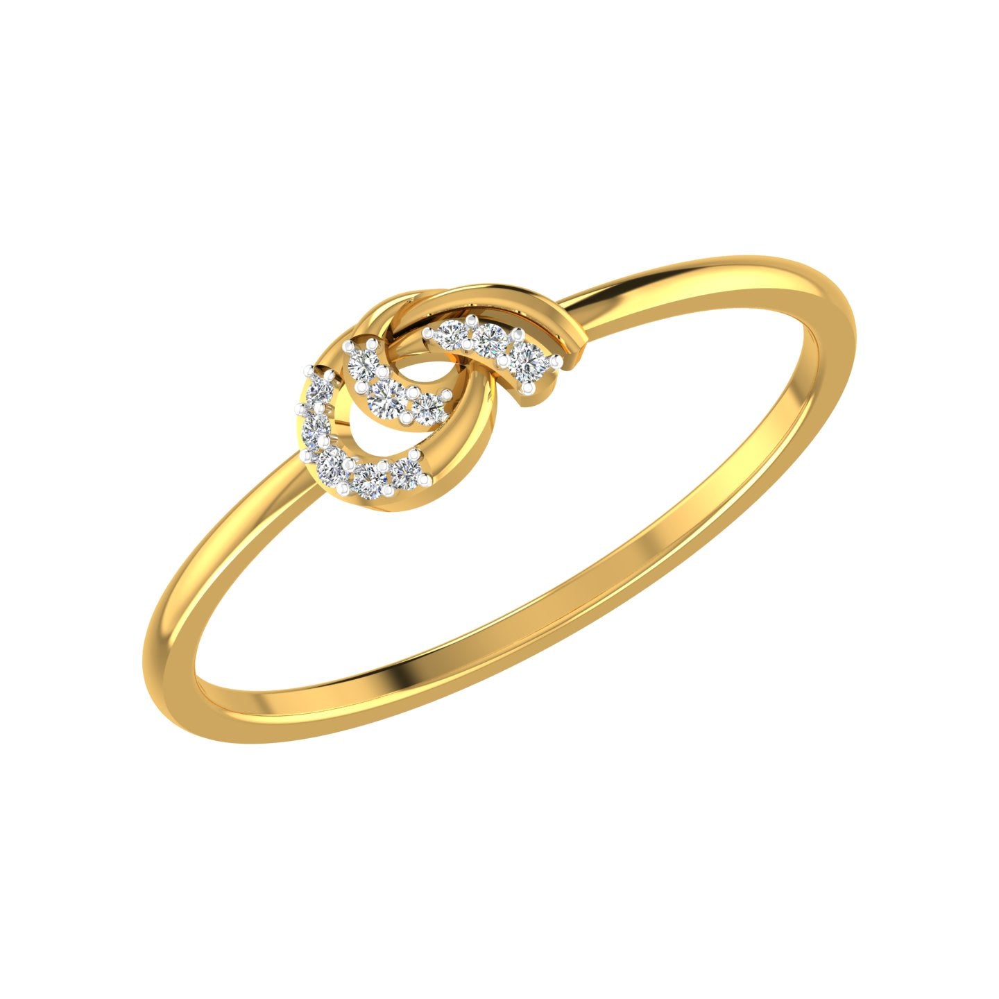 Interlinked Crescent Knot Diamond Ring