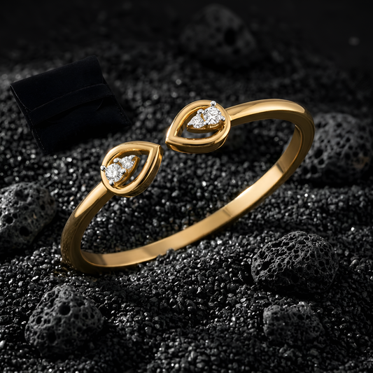 Twin Pear Minimalist Open Cuff Ring