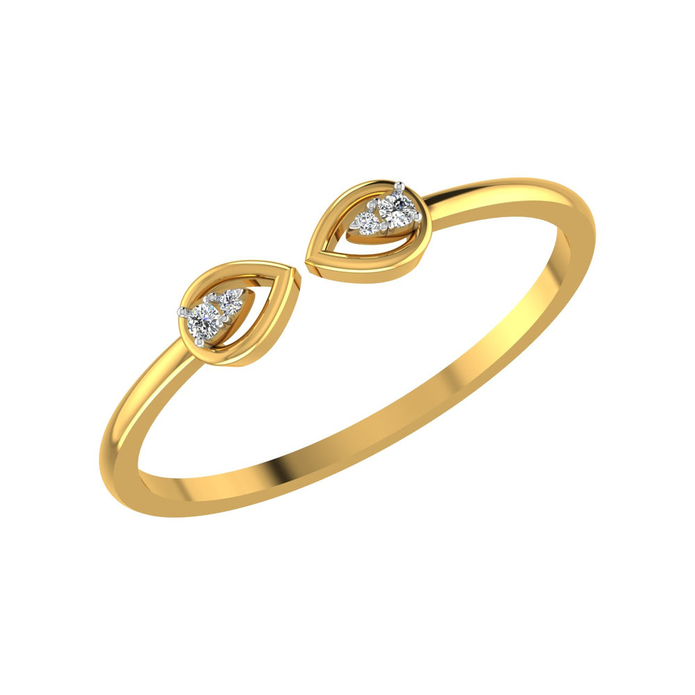 Twin Pear Minimalist Open Cuff Ring