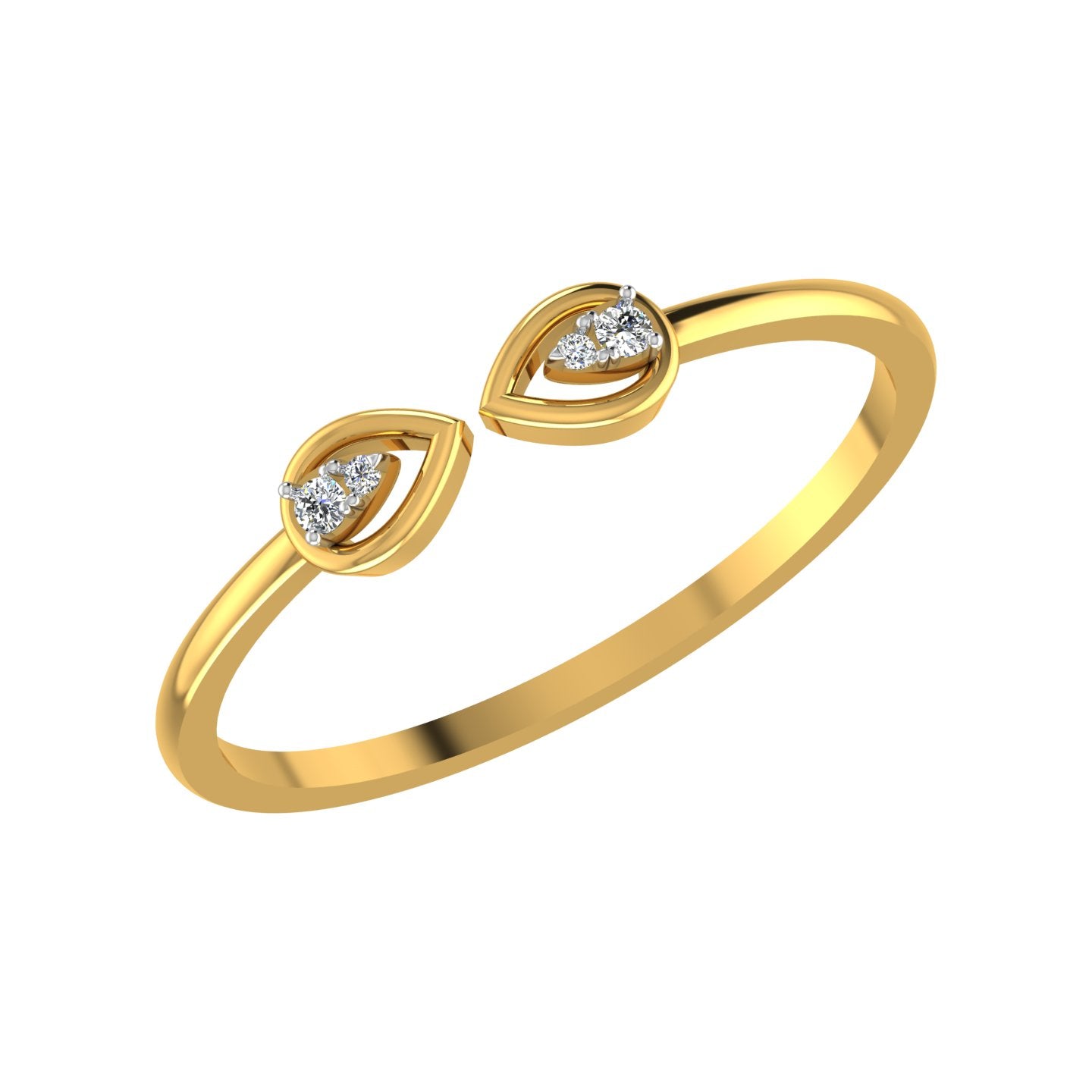 Twin Pear Minimalist Open Cuff Ring