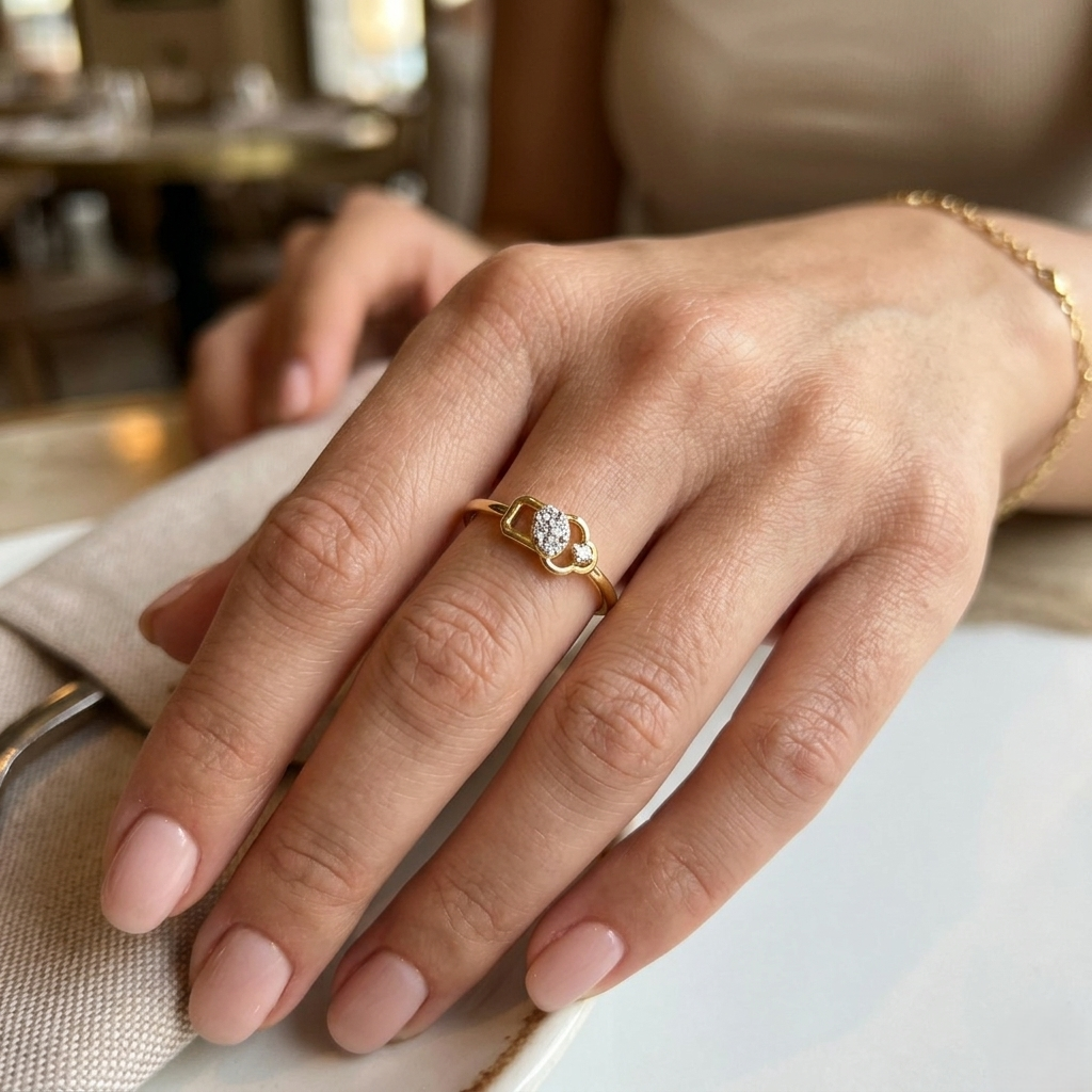 Geometric Floating Cluster Diamond Ring