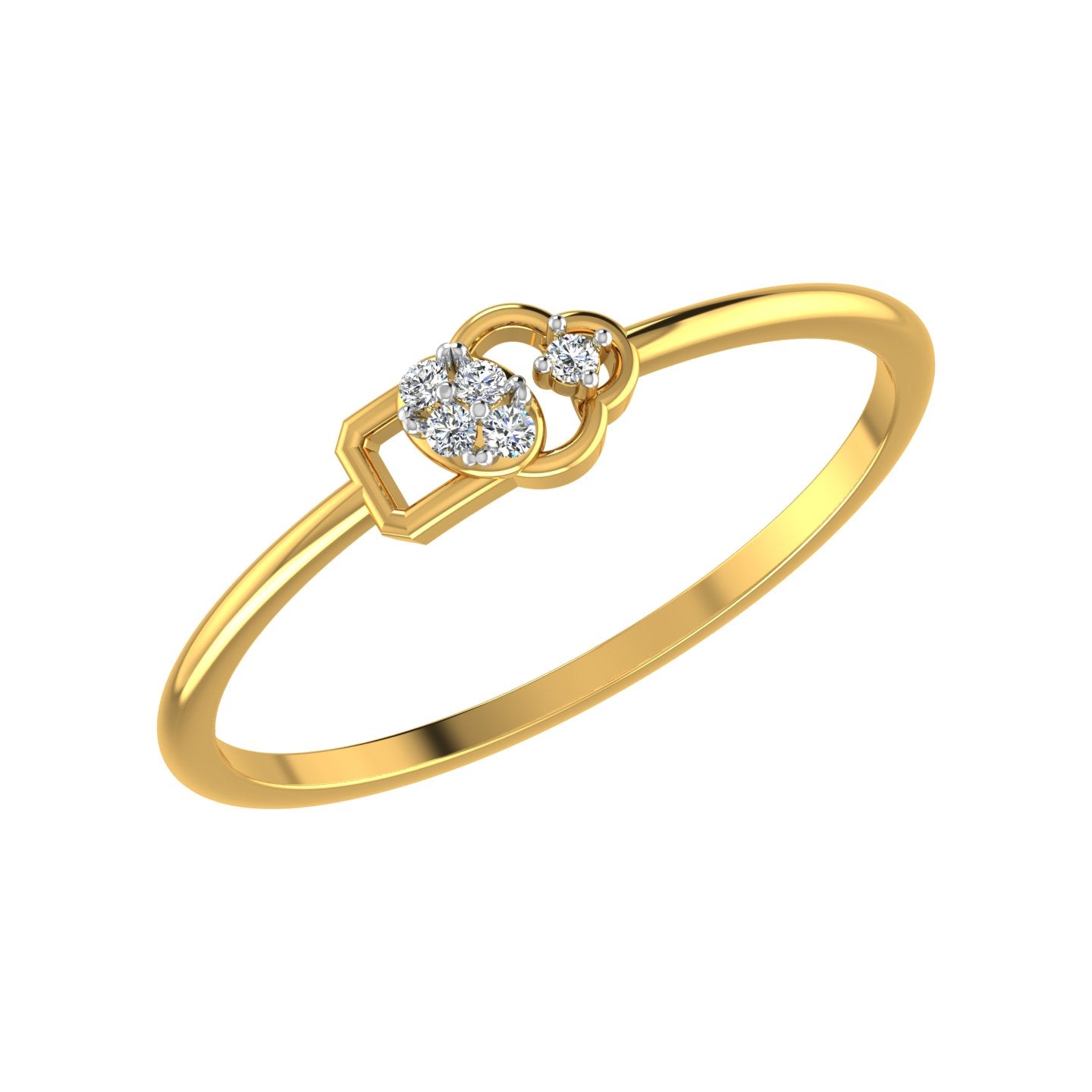 Geometric Floating Cluster Diamond Ring