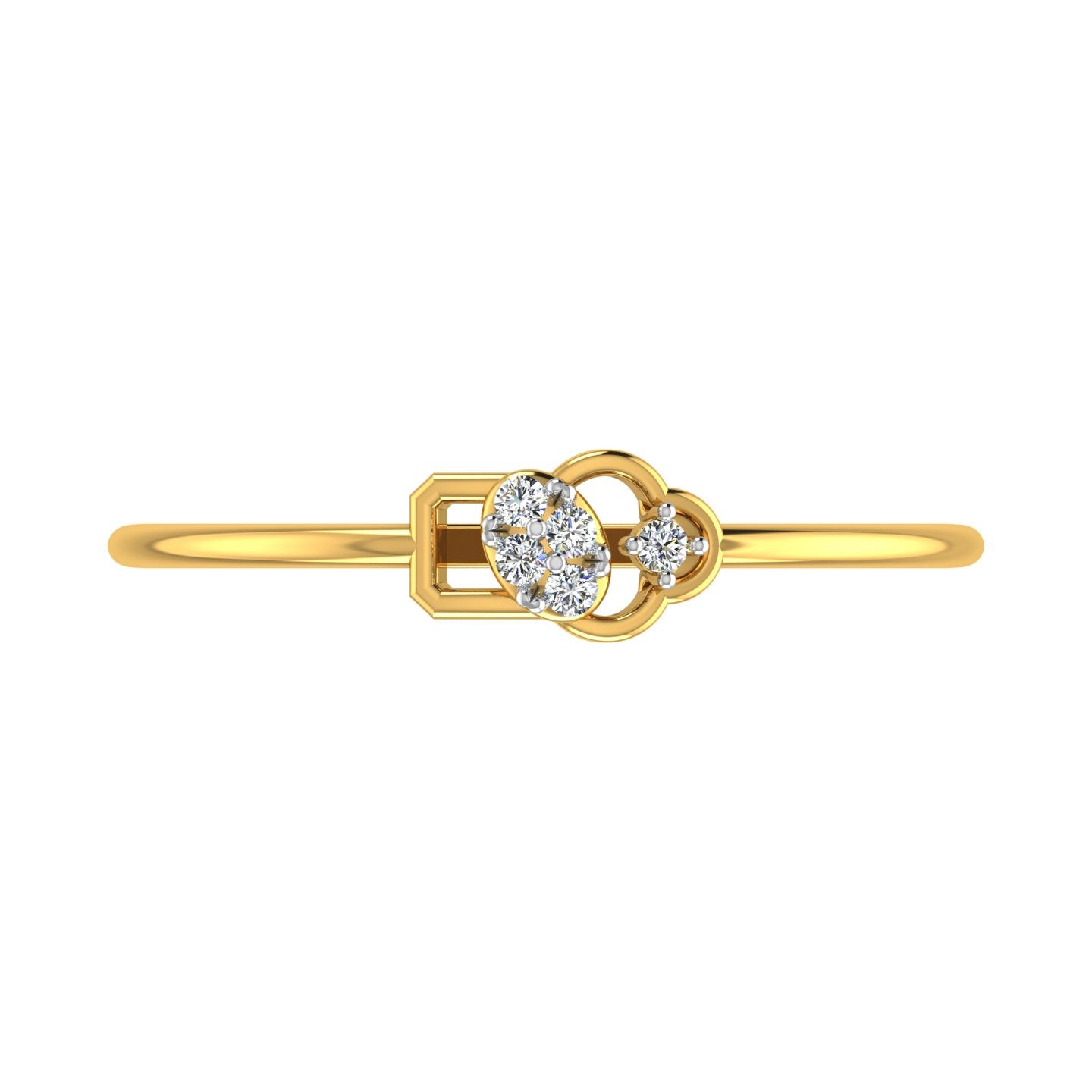 Geometric Floating Cluster Diamond Ring