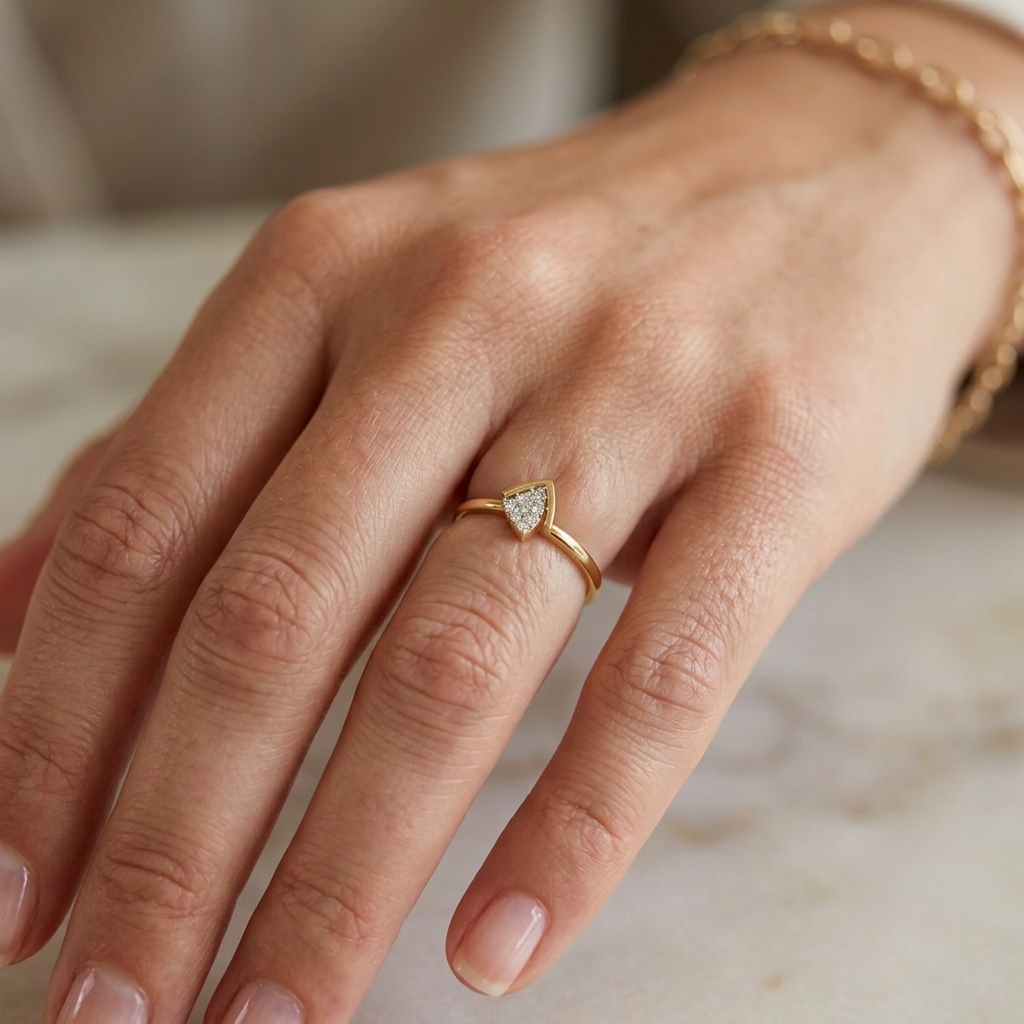Chevron Triangle Stackable Diamond Ring
