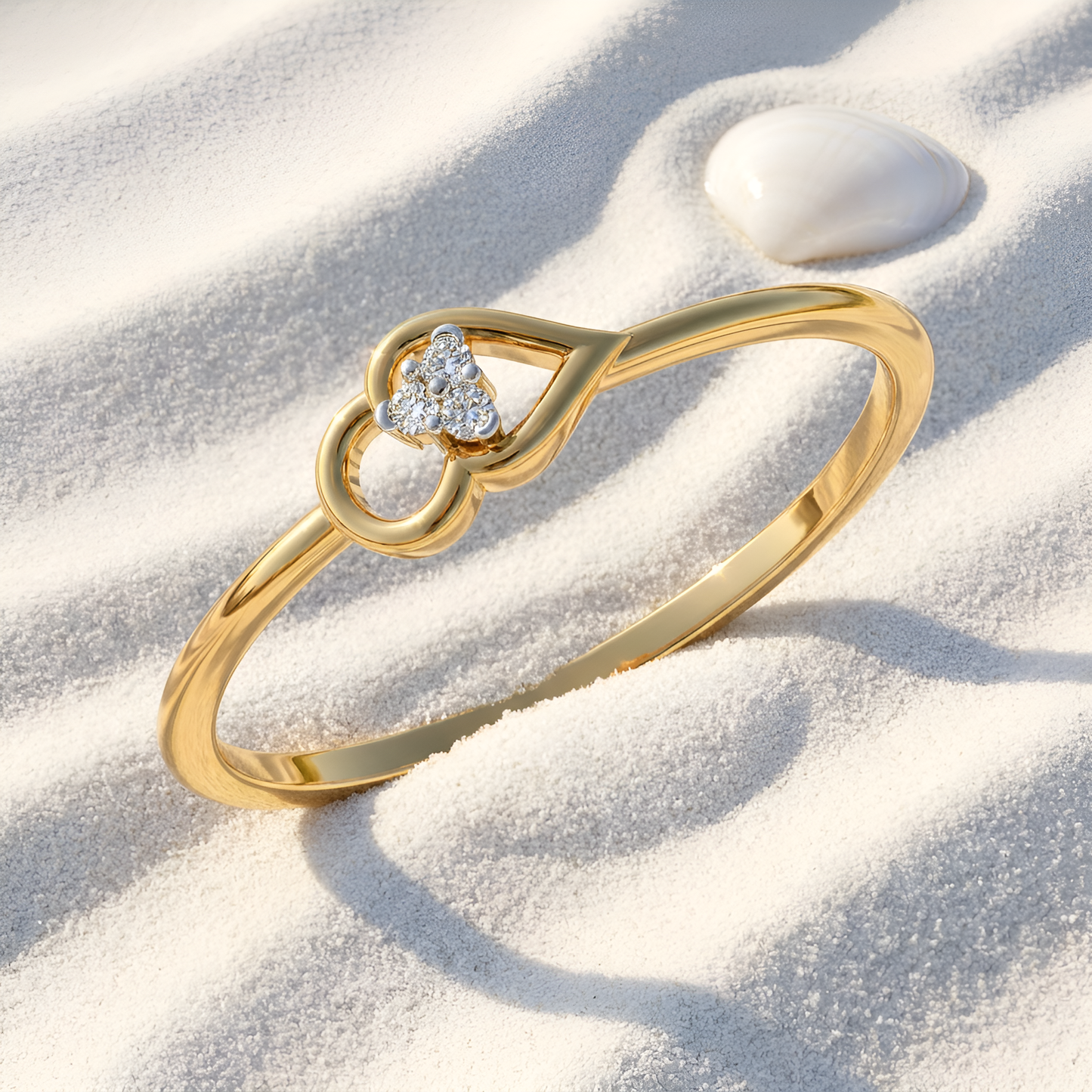 Three-Stone Heart Cluster Diamond Ring