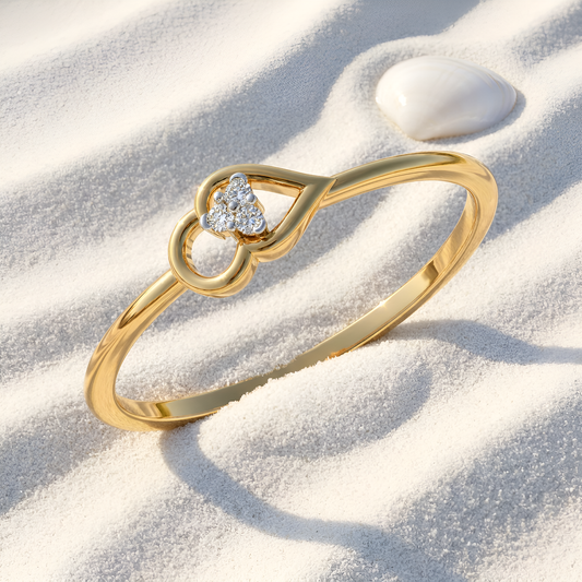 Three-Stone Heart Cluster Diamond Ring