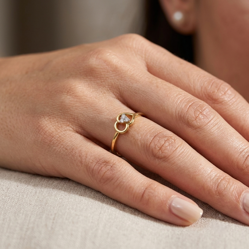 Three-Stone Heart Cluster Diamond Ring