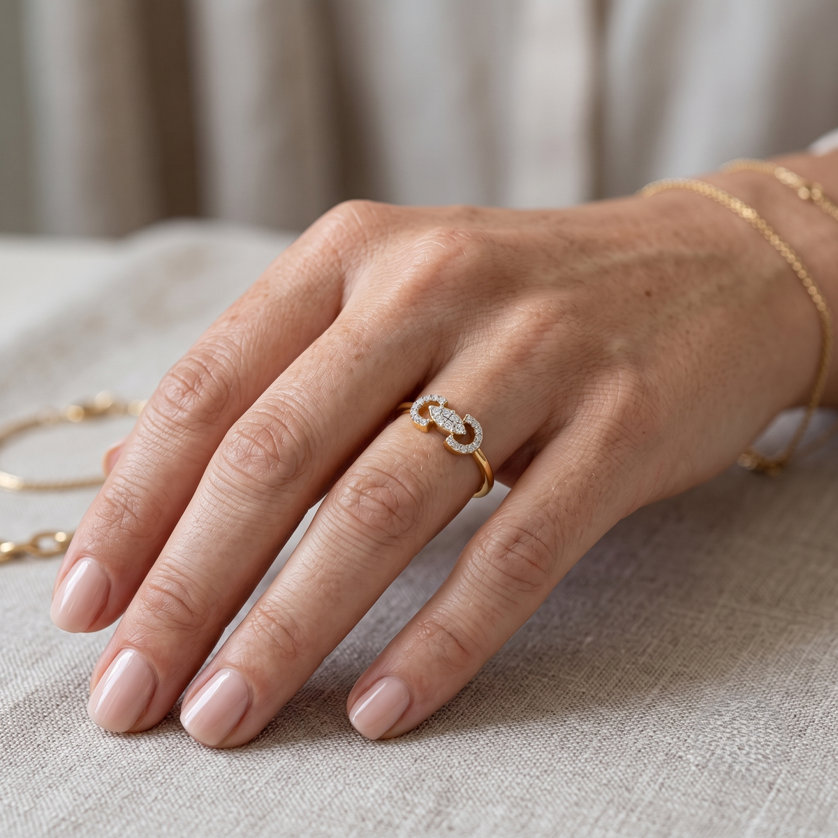 Marquise Infinity Link Diamond Ring