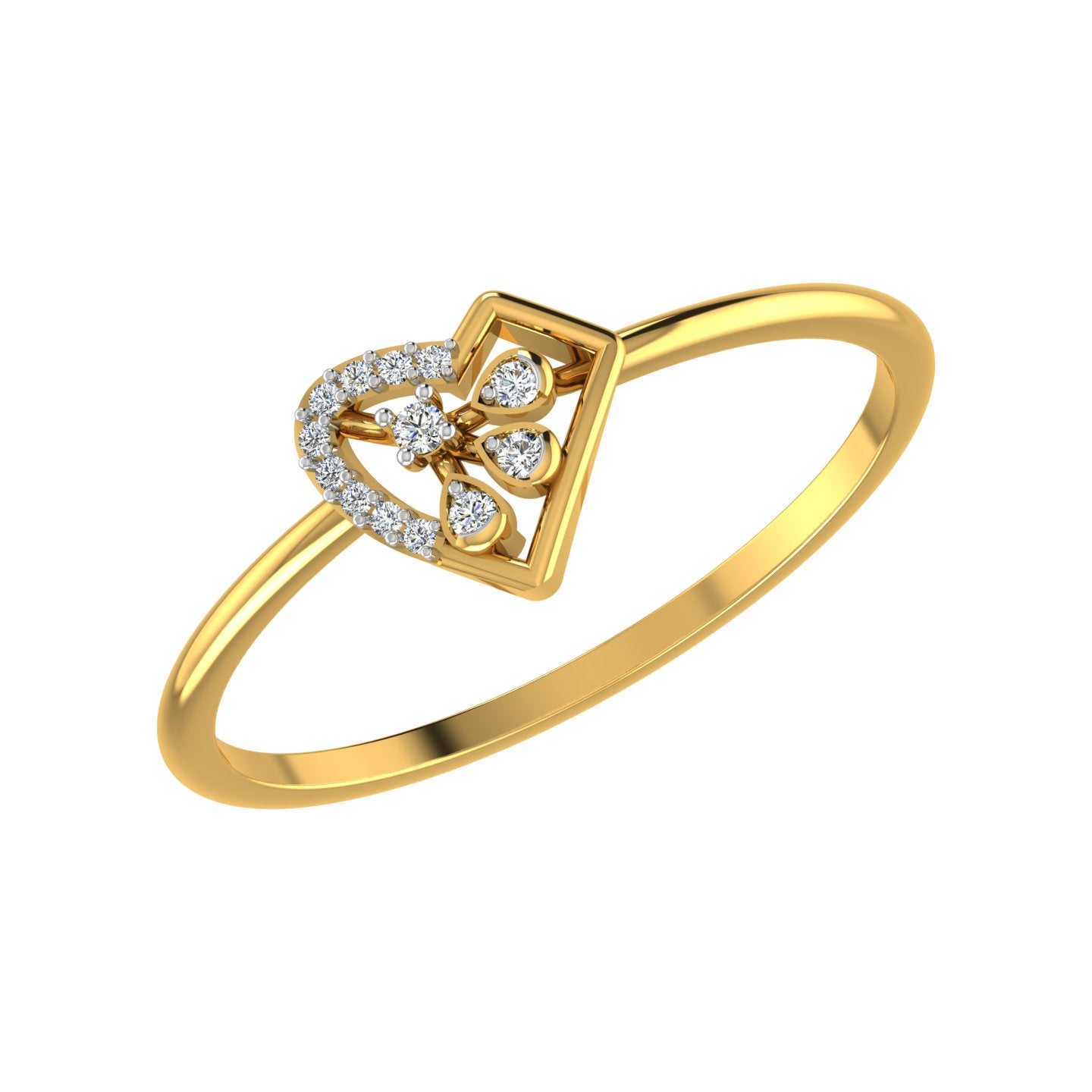 Abstract Origami Heart Gold & Diamond Ring