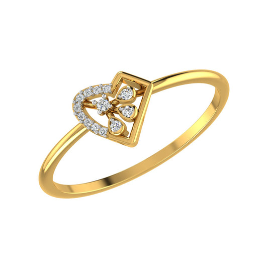 Abstract Origami Heart Gold & Diamond Ring