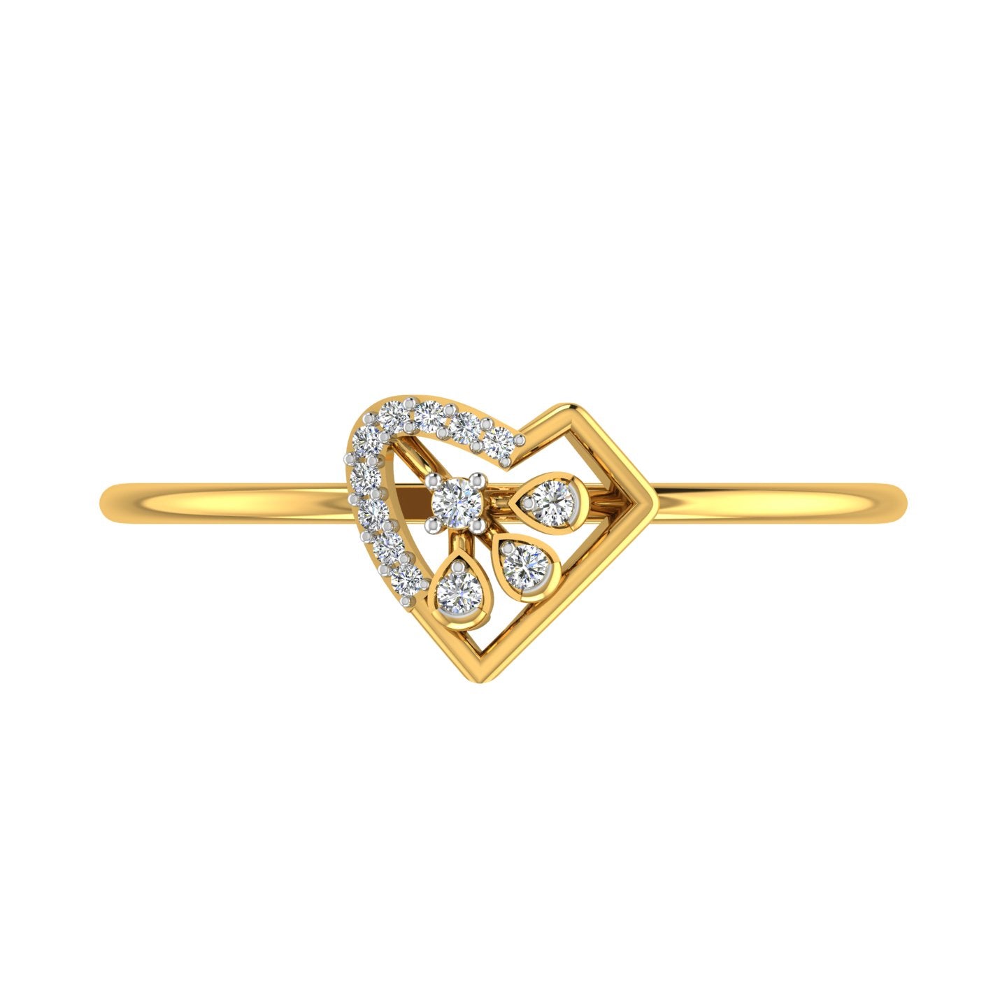 Abstract Origami Heart Gold & Diamond Ring