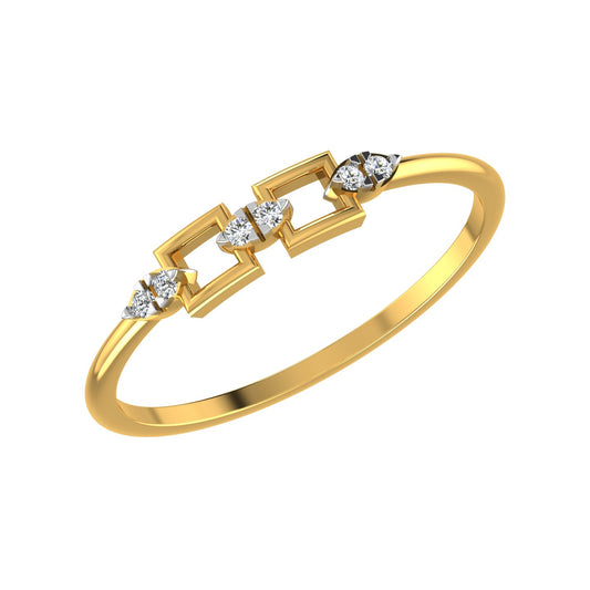 Modern Chain Link Gold & Diamond Ring
