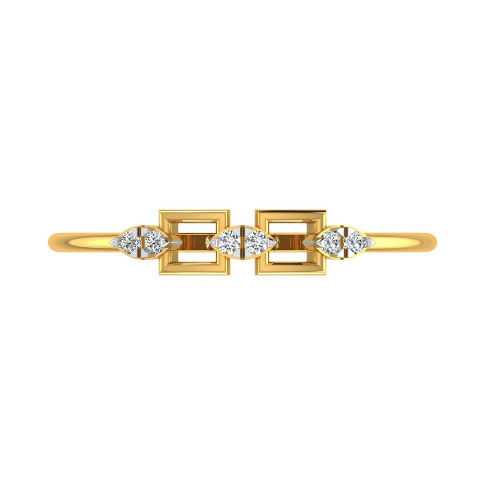 Modern Chain Link Gold & Diamond Ring