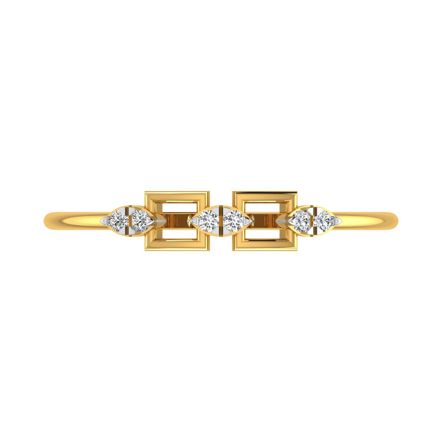 Modern Chain Link Gold & Diamond Ring