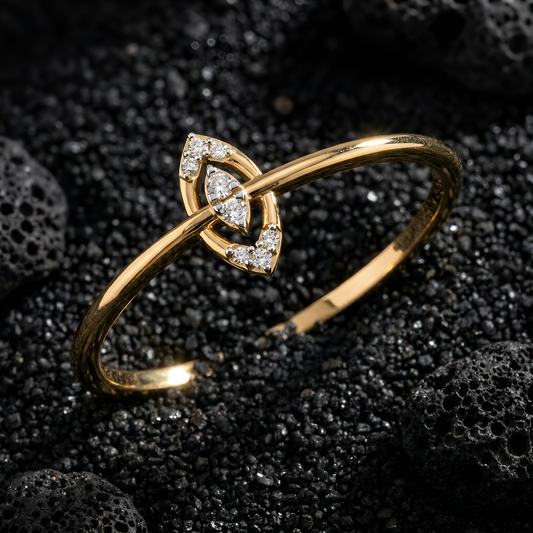 Marquise Leaf Cluster Bypass Diamond Ring