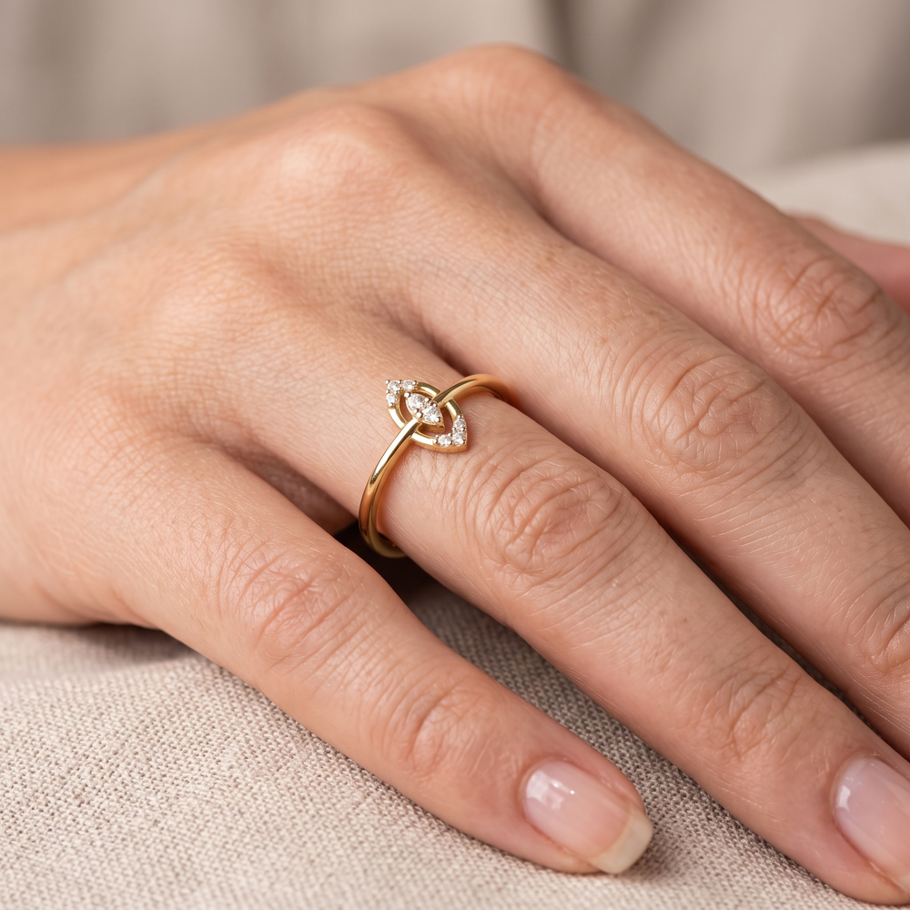 Marquise Leaf Cluster Bypass Diamond Ring