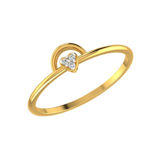 Dainty Heart Arch Halo Diamond Ring