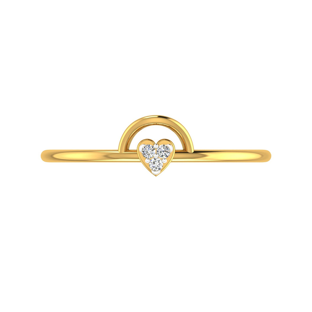 Dainty Heart Arch Halo Diamond Ring