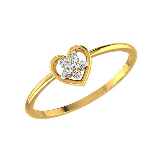Floral Heart Cluster Diamond Ring