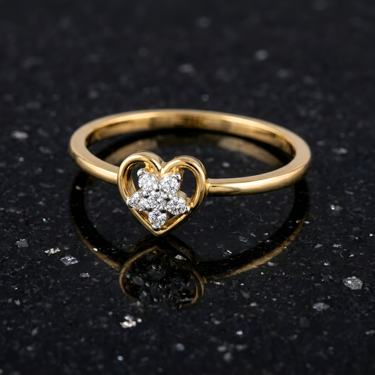Floral Heart Cluster Diamond Ring