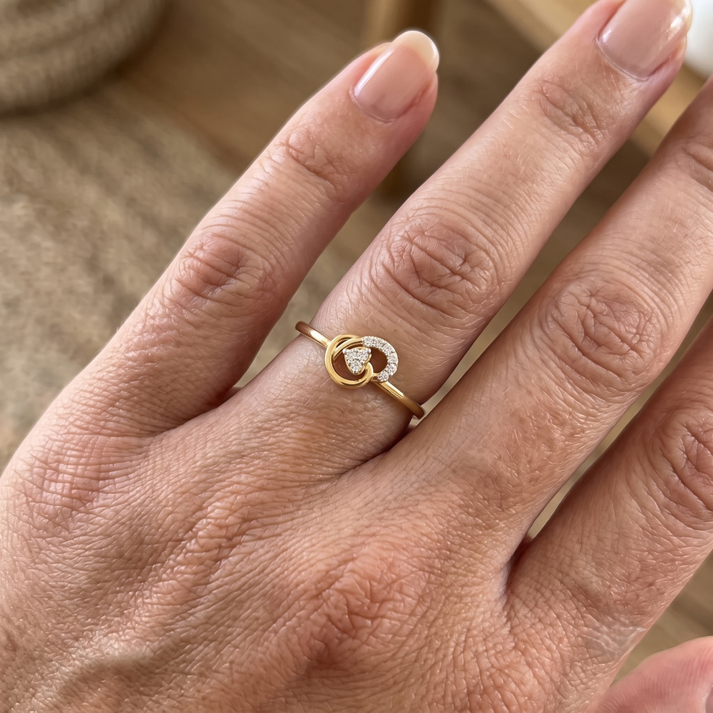 Dainty Trinity Heart Ribbon Ring