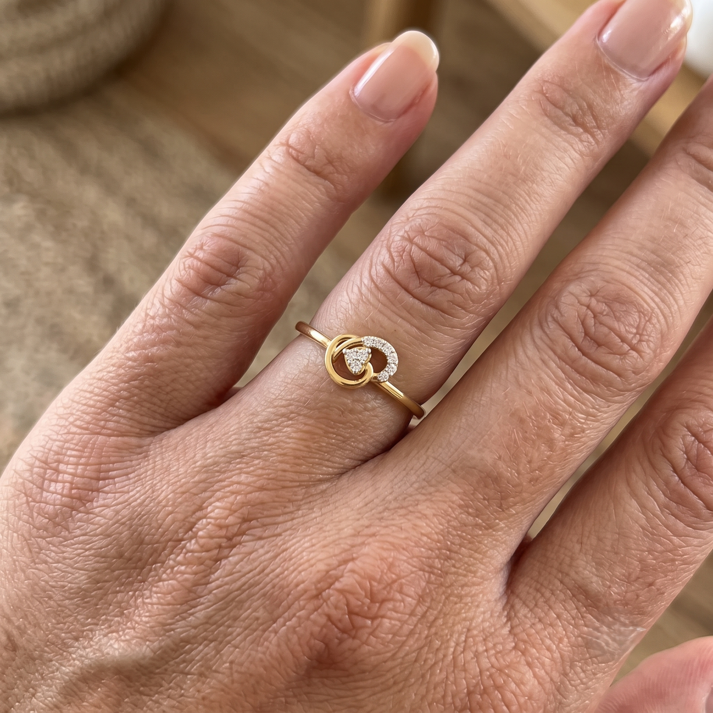 Dainty Trinity Heart Ribbon Ring