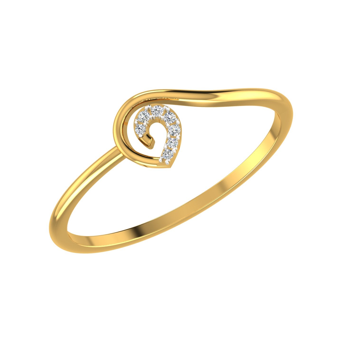 Whirling Wave Minimalist Diamond Ring