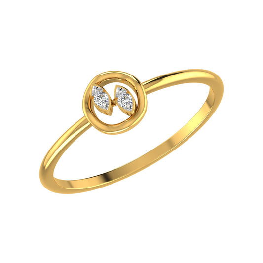 Twin Marquise Leaf Circle Diamond Ring