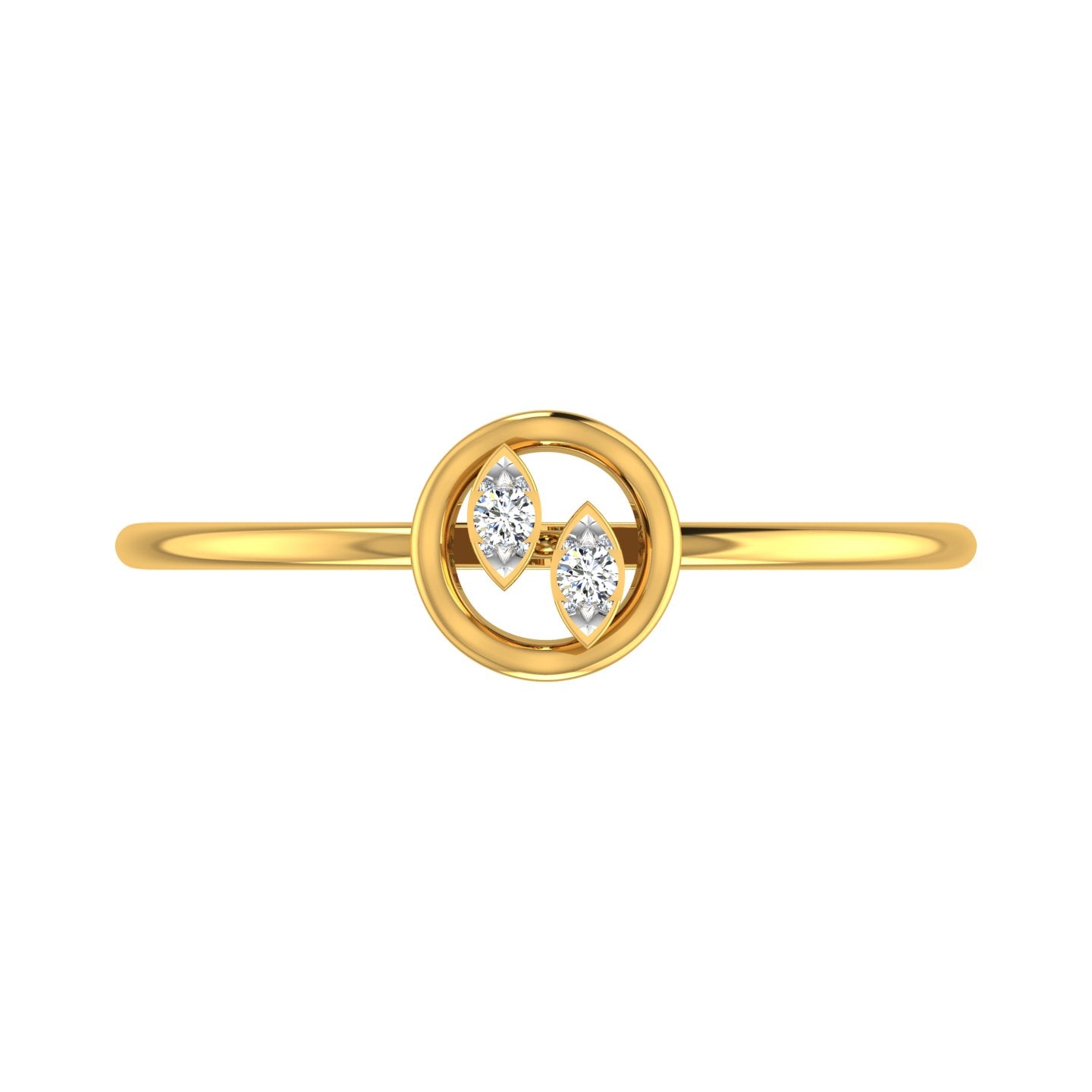 Twin Marquise Leaf Circle Diamond Ring