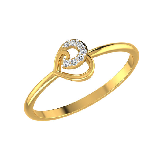 Swaying Heart Ribbon Diamond Ring