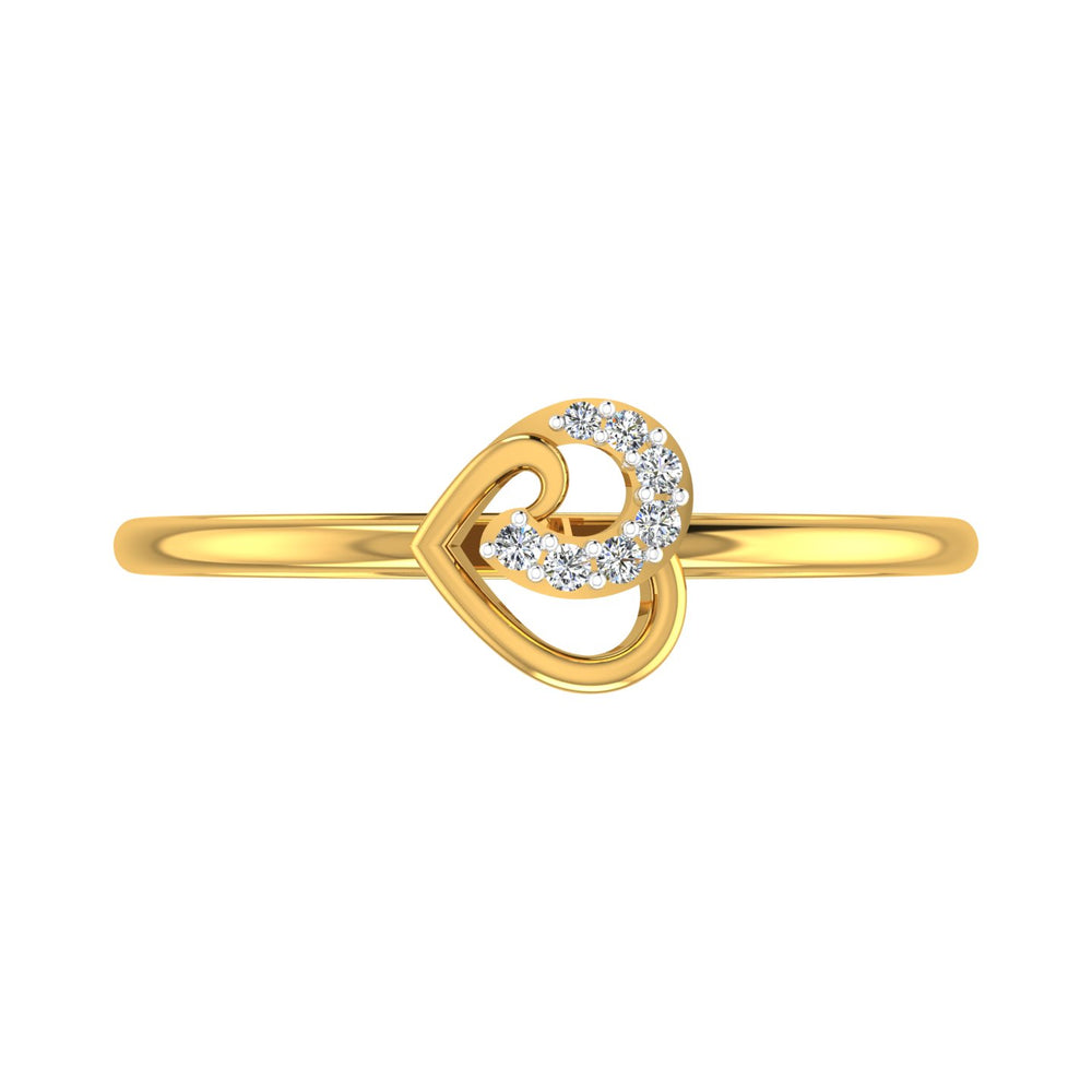 Swaying Heart Ribbon Diamond Ring